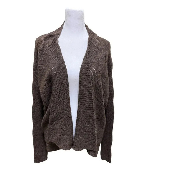 Vince Women’s Yak Hair & Wool Drop Needle Open Front Brown Cardigan Sweater XS - Picture 3 of 8